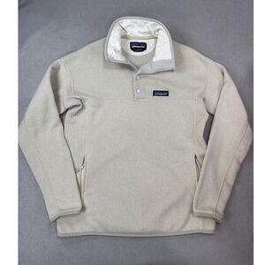 Patagonia Womens Small 1/4 Snap Better Sweater Marsupial Pullover Bleached Stone